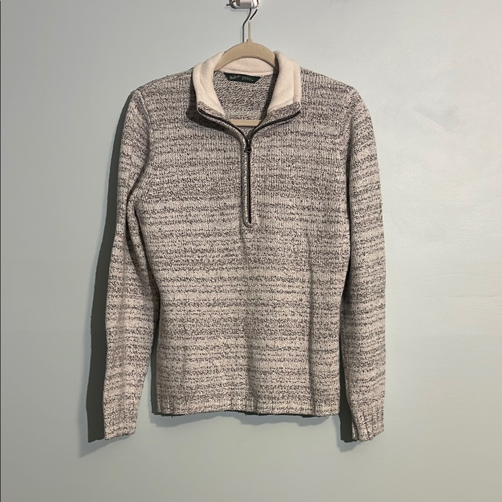 Woolrich Wool Blend Winter White Heather 1/2 Zip Pullover Sweater Women’s Medium